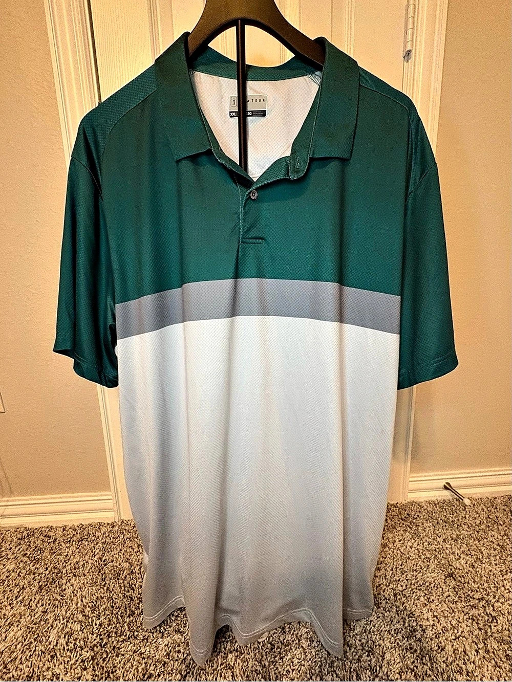 PGA TOUR Men's Color Block Polo Green & White Size XXL